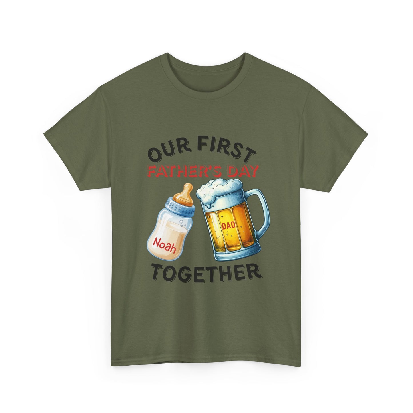 Our First Father's Day Tee | Unisex Heavy Cotton Shirt, Dad Gift, Family Celebration, Holiday Apparel, Cute Matching Outfit