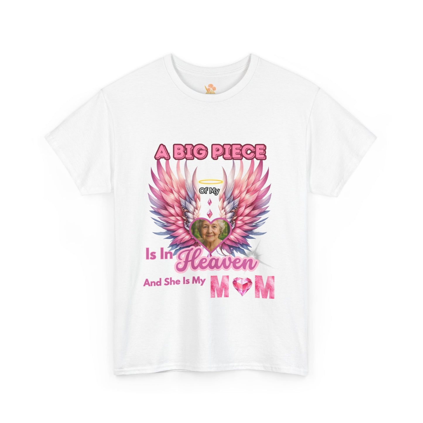 Memorial Unisex Tee - Personalized Heartwarming Design "A big piece of my heart is in heaven"