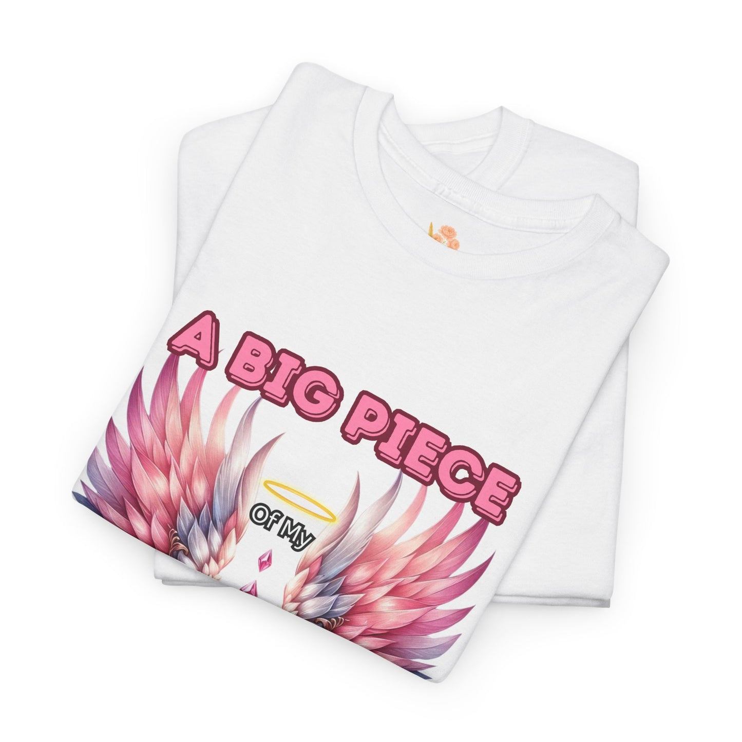 Memorial Unisex Tee - Personalized Heartwarming Design "A big piece of my heart is in heaven"