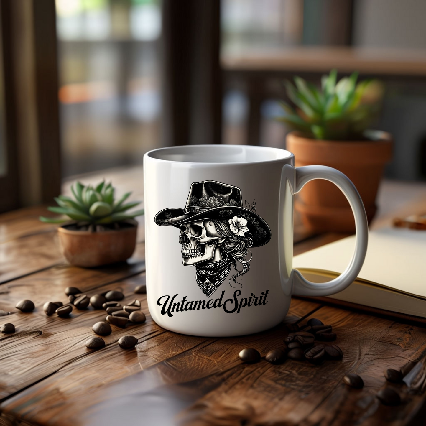 Untamed Spirit Skull Mug - 11oz Cowboy Designed Coffee Cup for Free Spirits