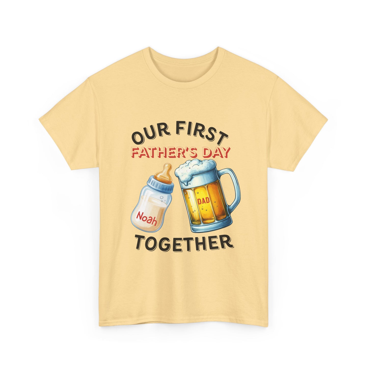 Our First Father's Day Tee | Unisex Heavy Cotton Shirt, Dad Gift, Family Celebration, Holiday Apparel, Cute Matching Outfit