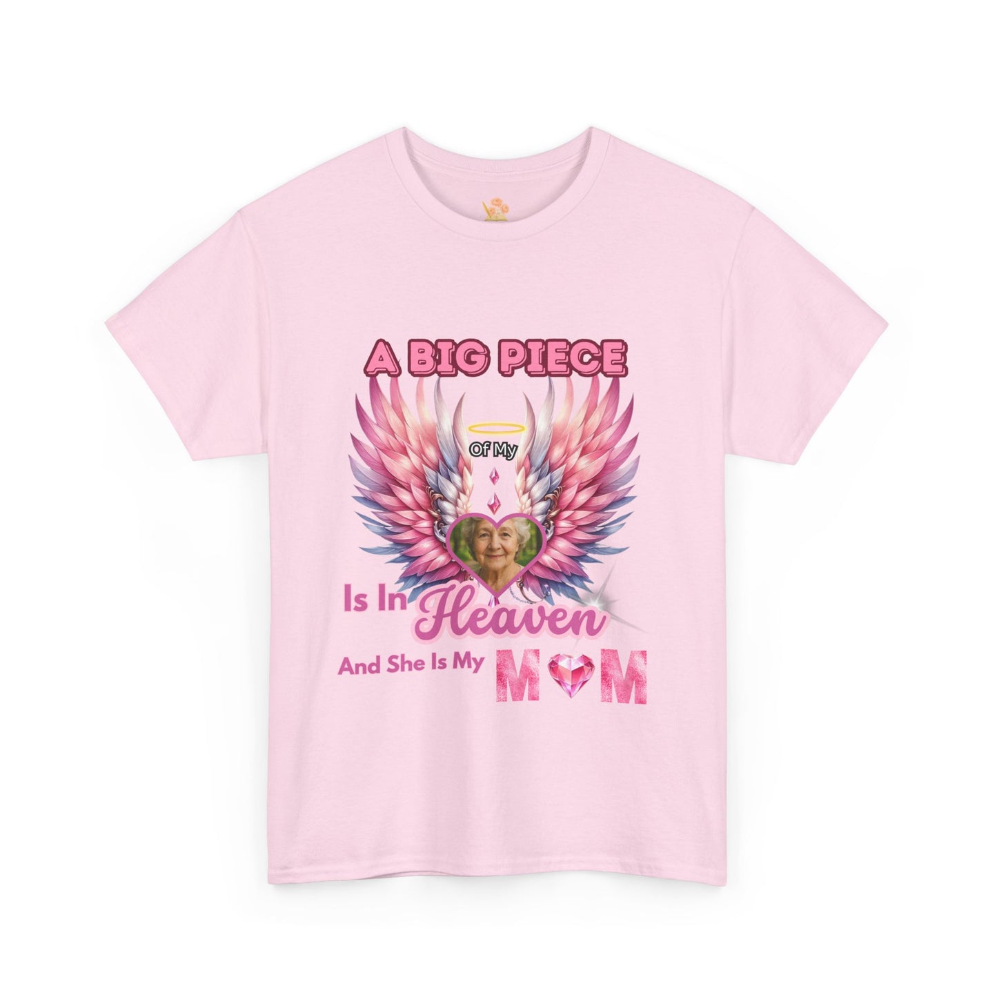 Memorial Unisex Tee - Personalized Heartwarming Design "A big piece of my heart is in heaven"