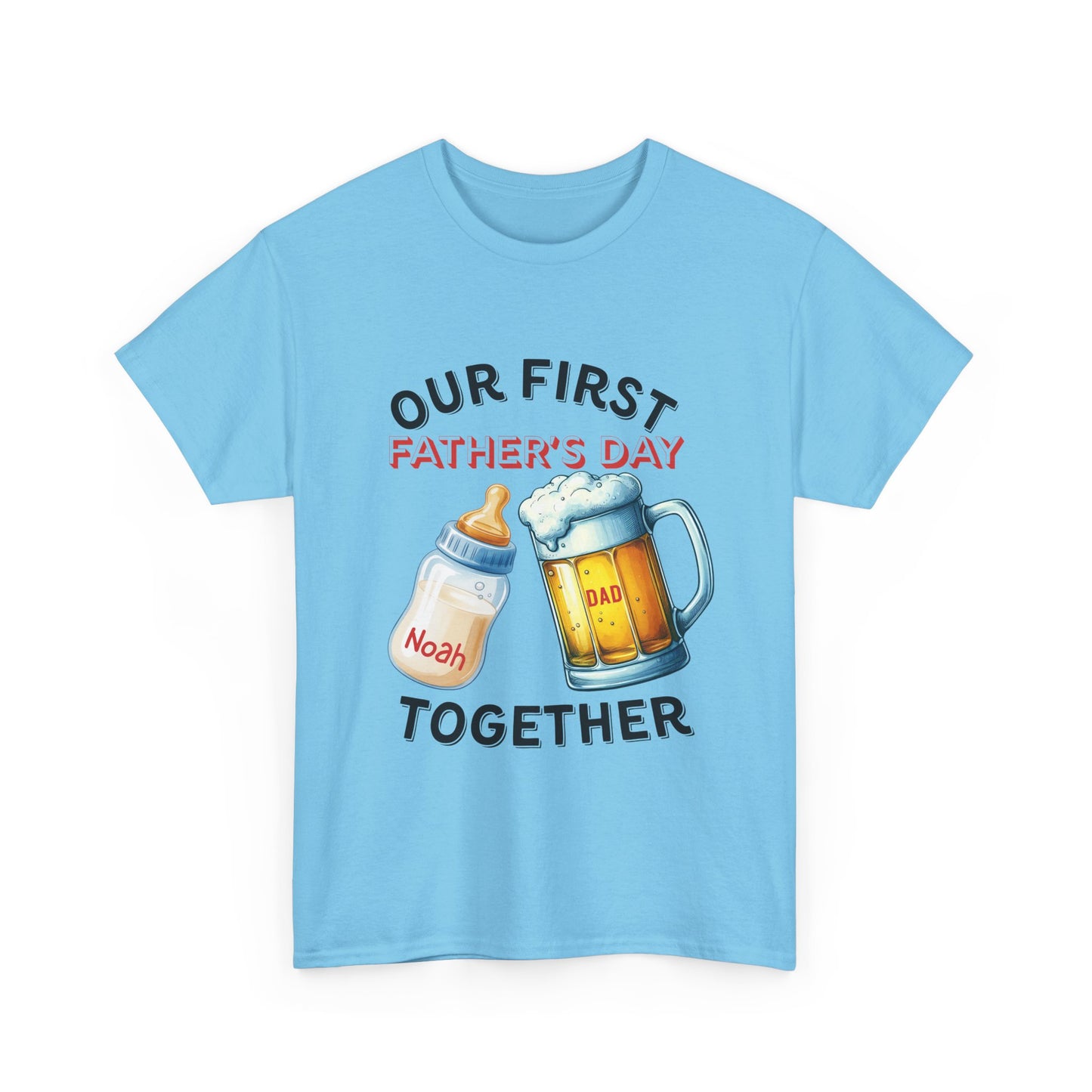 Our First Father's Day Tee | Unisex Heavy Cotton Shirt, Dad Gift, Family Celebration, Holiday Apparel, Cute Matching Outfit