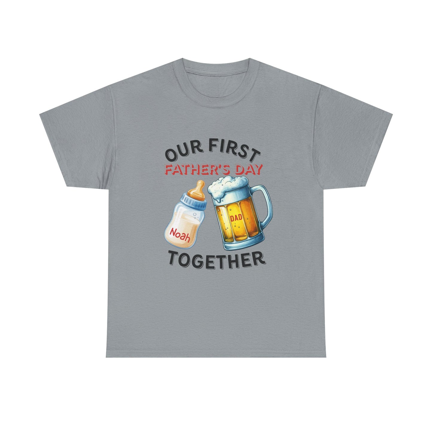 Our First Father's Day Tee | Unisex Heavy Cotton Shirt, Dad Gift, Family Celebration, Holiday Apparel, Cute Matching Outfit