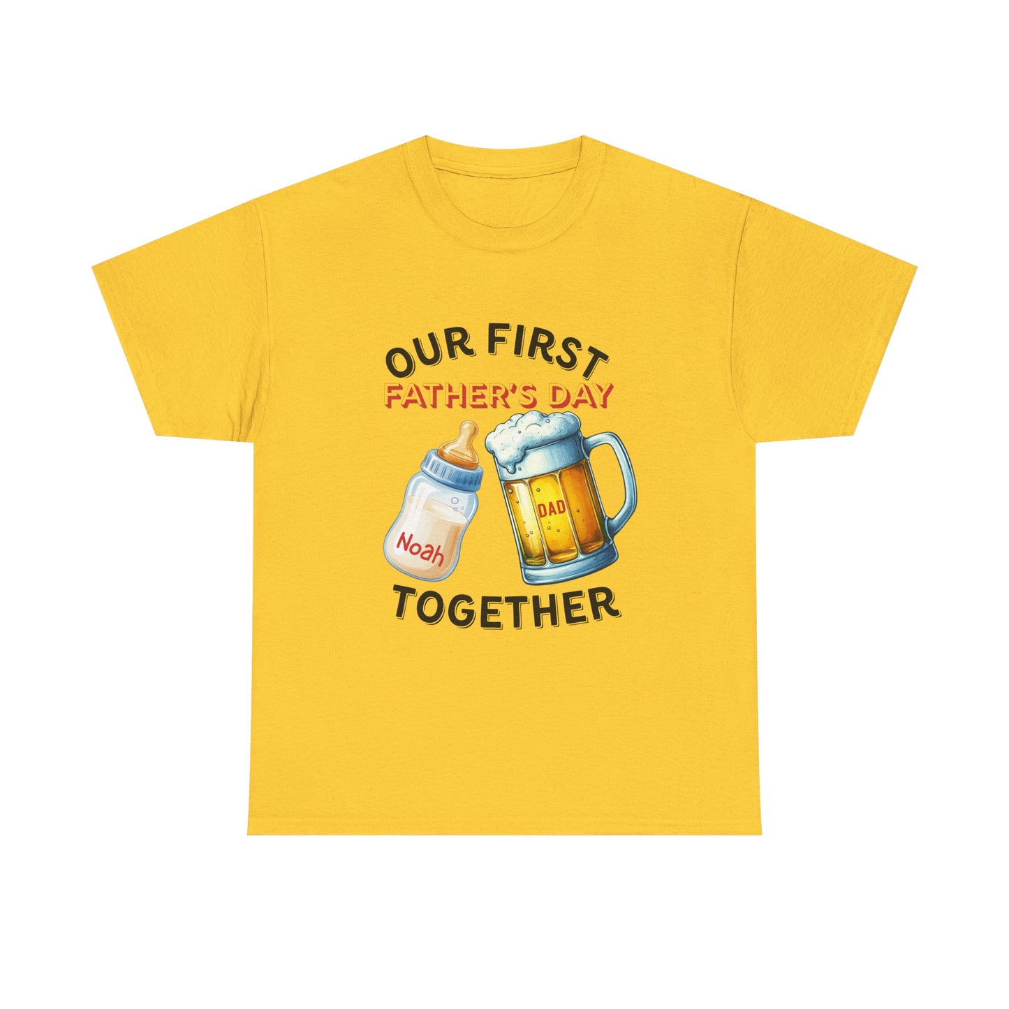 Our First Father's Day Tee | Unisex Heavy Cotton Shirt, Dad Gift, Family Celebration, Holiday Apparel, Cute Matching Outfit