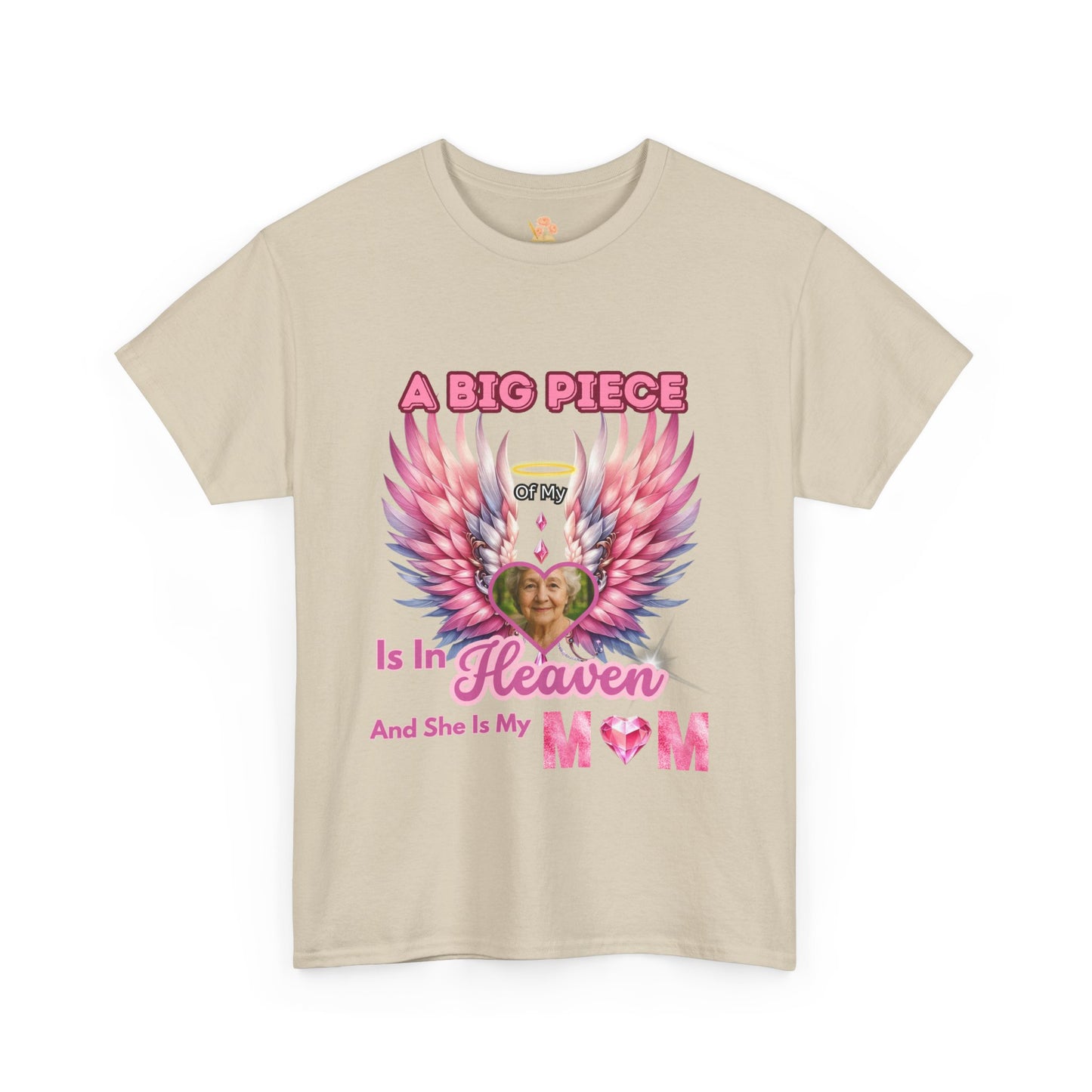 Memorial Unisex Tee - Personalized Heartwarming Design "A big piece of my heart is in heaven"