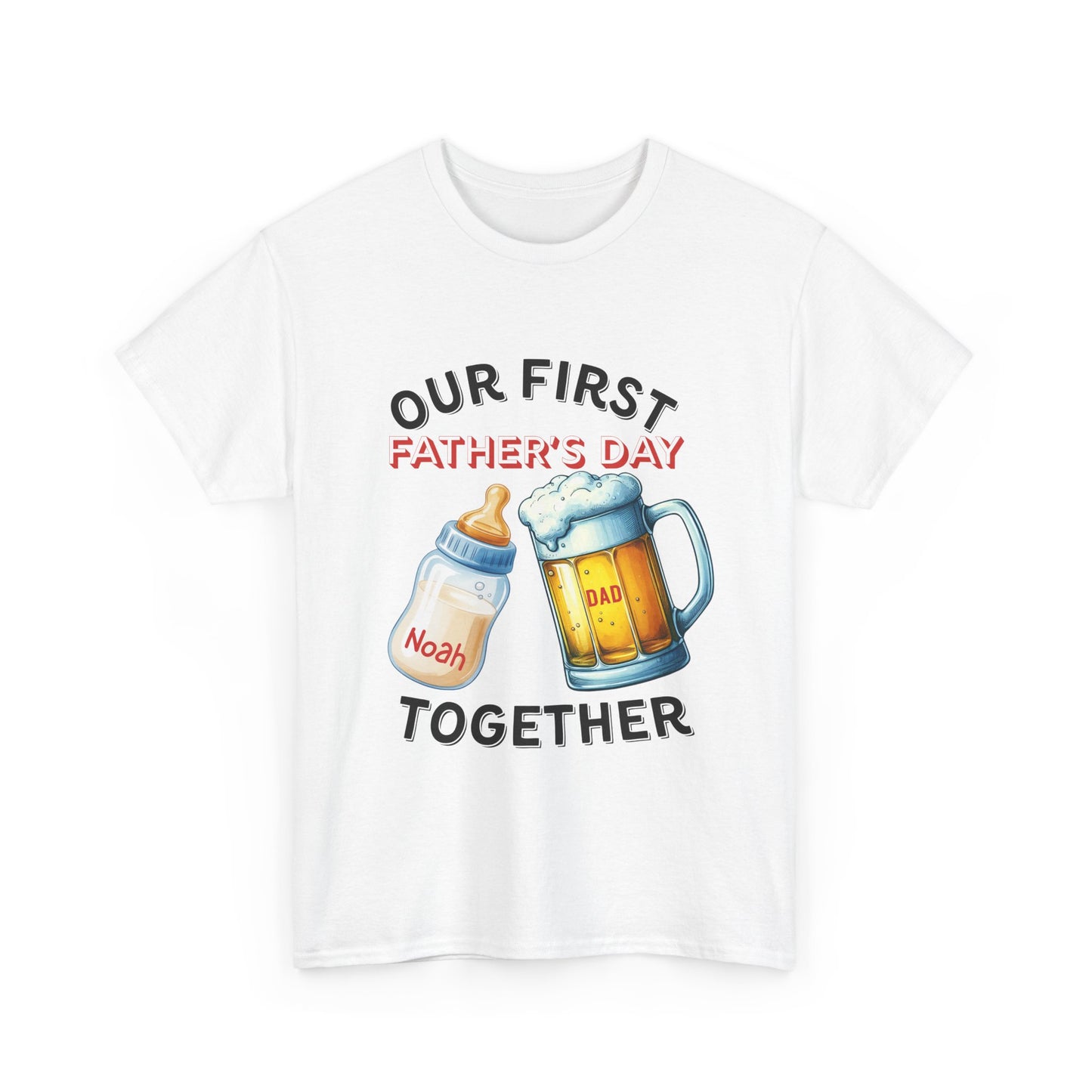 Our First Father's Day Tee | Unisex Heavy Cotton Shirt, Dad Gift, Family Celebration, Holiday Apparel, Cute Matching Outfit