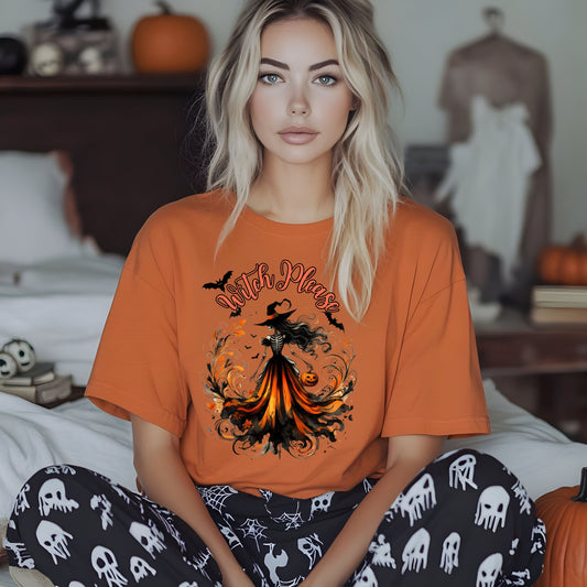 Halloween Witch Graphic T-Shirt | Spooky Season Apparel, Unisex Cute Tee, Witch Please Shirt, Autumn Fashion, Halloween Gifts