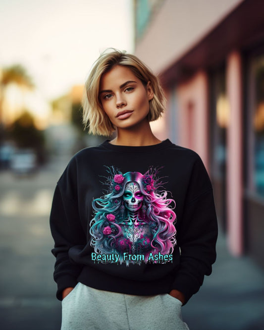 Skeleton Crewneck Sweatshirt - Scary Female Design