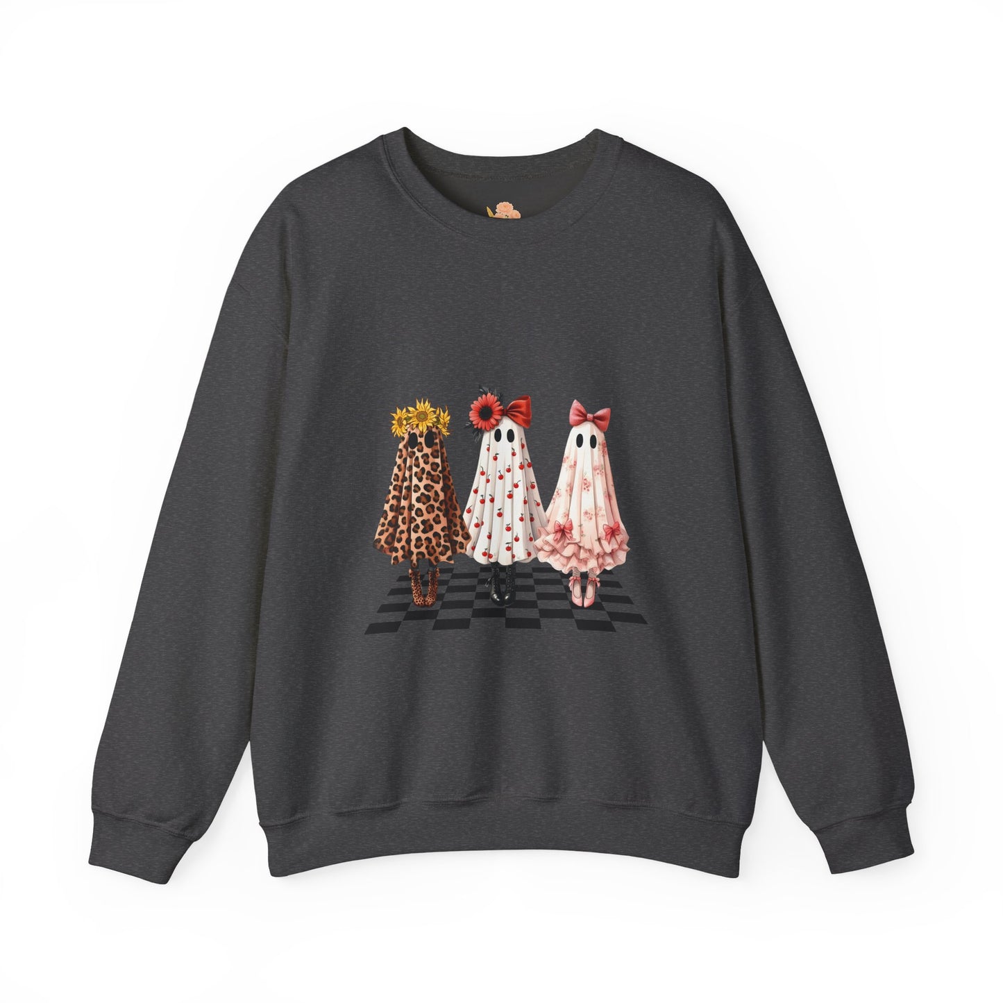 Chic Graphic Sweatshirt with Flower Dresses, Trendy Sweatshirt for Women, Fashion Gift for Mother's Day, Casual Style for Every Season