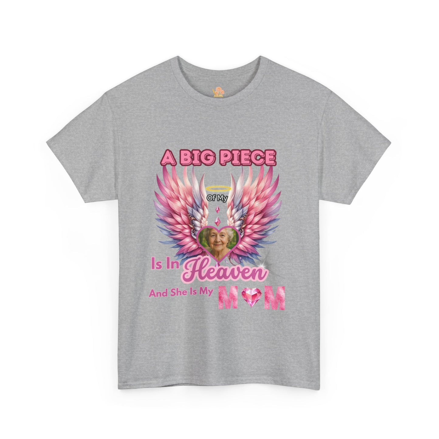 Memorial Unisex Tee - Personalized Heartwarming Design "A big piece of my heart is in heaven"