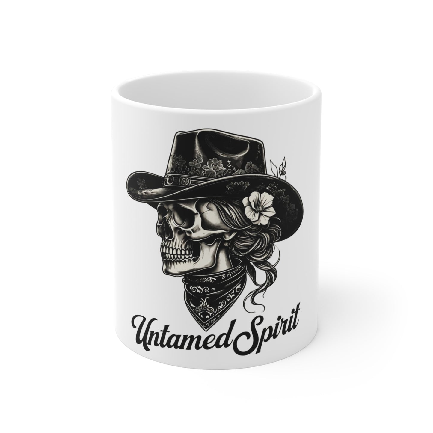 Untamed Spirit Skull Mug - 11oz Cowboy Designed Coffee Cup for Free Spirits